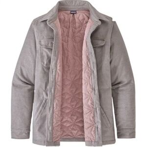 Patagonia Womens Fjord Flannel Shirt Jacket Gray/Taupe Quilt Lined, Medium